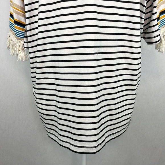 Zara Striped Fringe Short Sleeve T-Shirt. Size Large. - Picture 9 of 12